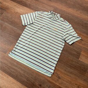 Peter Millar Summer Comfort Multicolor Striped Polo Shirt‎ Men's Size M FLAW